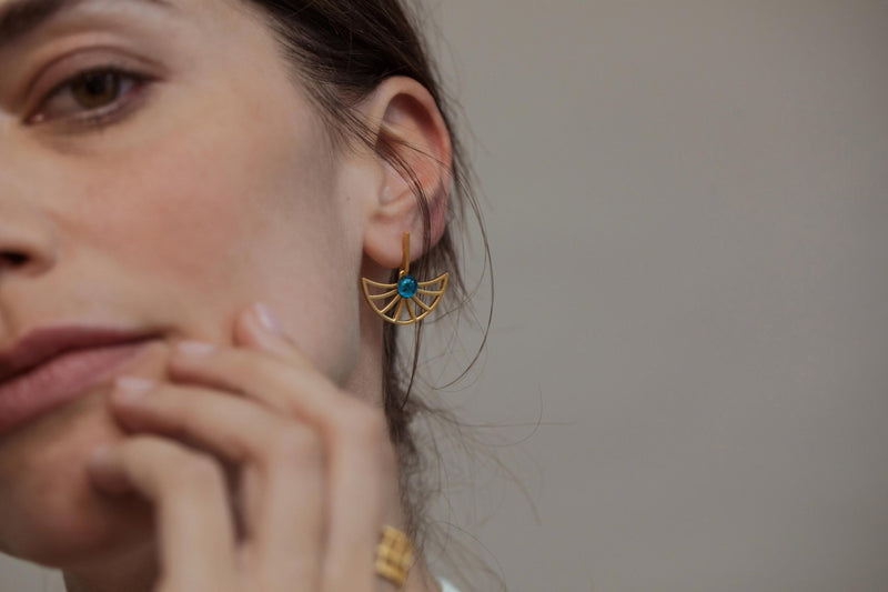 Gaudi Gold Earrings Fan Design - Dyrberg/Kern NZ