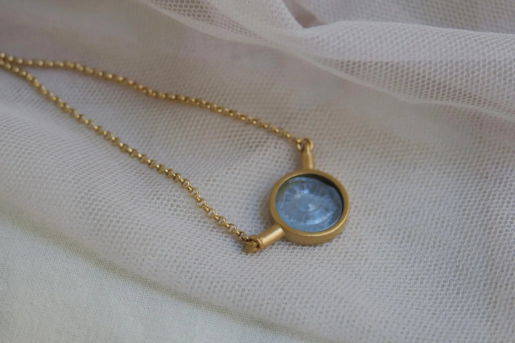 Gaudi Gold Necklace Blue Pendant - Dyrberg/Kern NZ