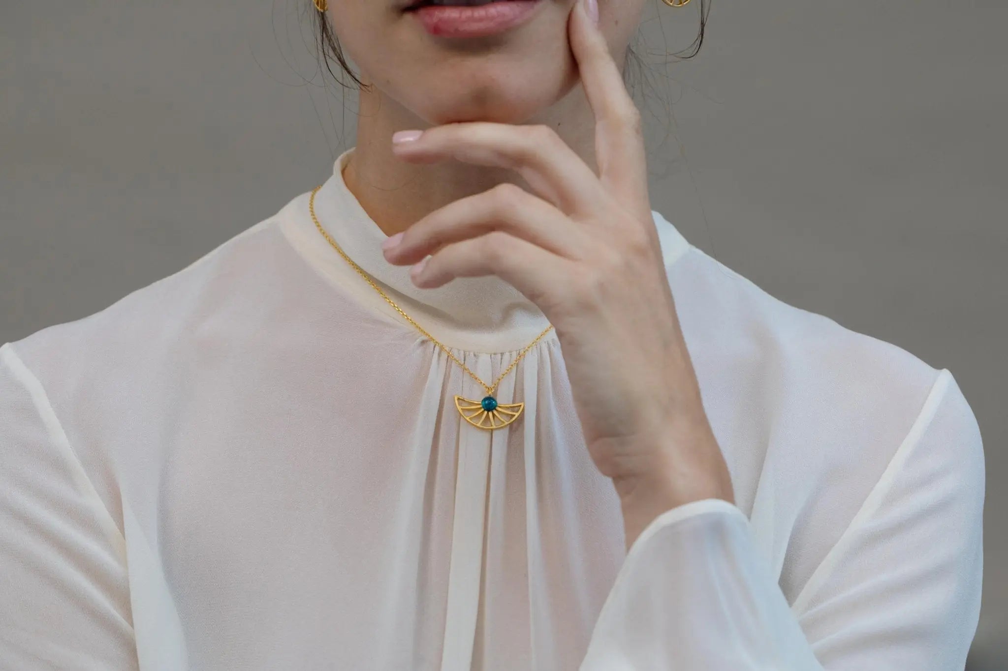 Gaudi Gold Necklace Fan Pendant - Dyrberg/Kern NZ