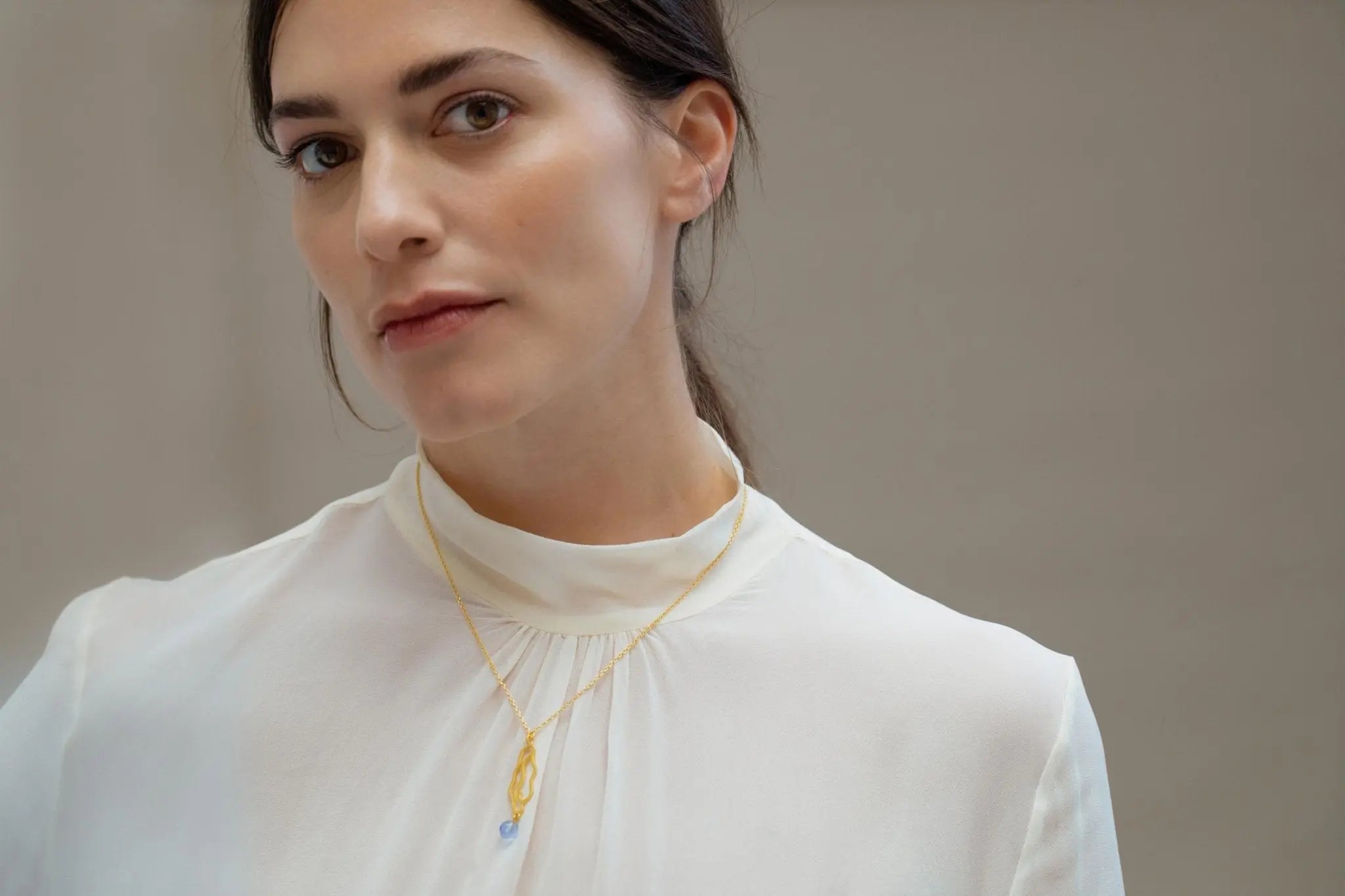 Gaudi Gold Necklace Long Pendant - Dyrberg/Kern NZ