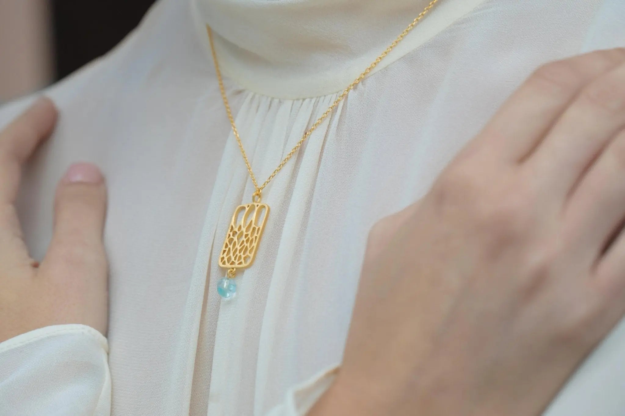 Gaudi Gold Necklace Square Pendant - Dyrberg/Kern NZ