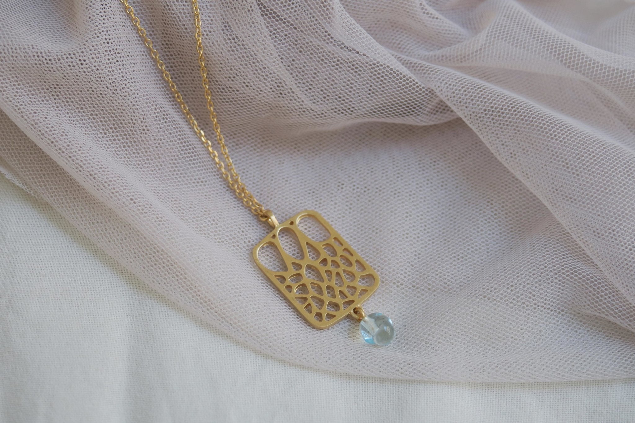 Gaudi Gold Necklace Square Pendant - Dyrberg/Kern NZ
