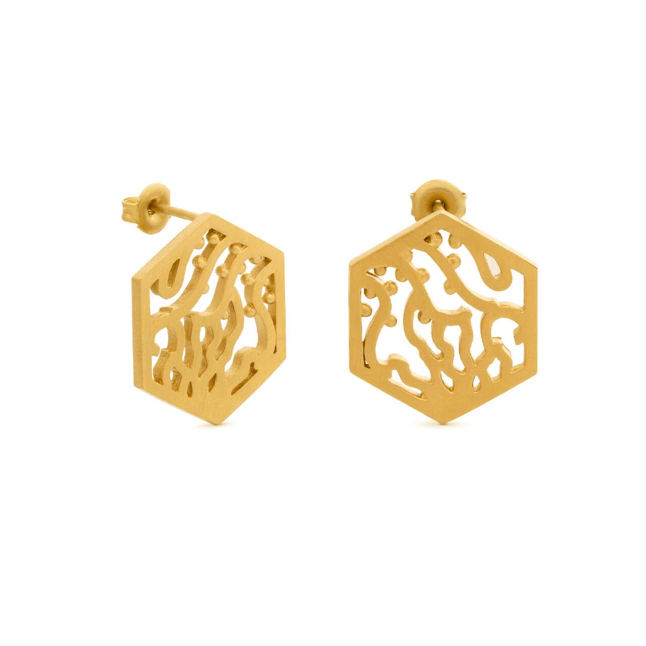 Gaudi Hexagonal Gold Earrings - Dyrberg/Kern NZ