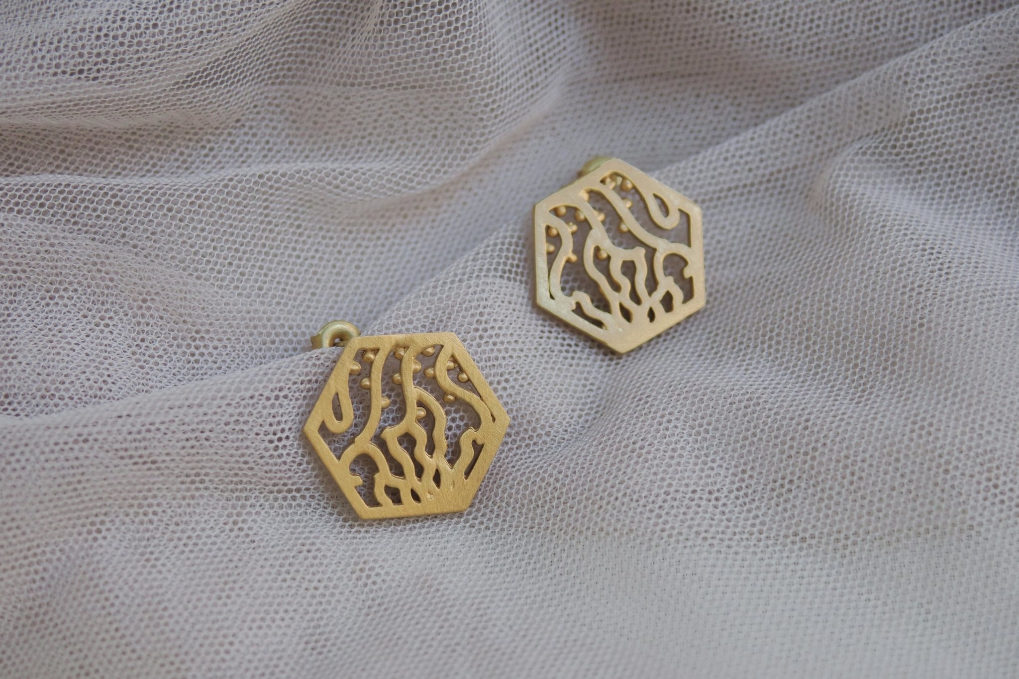 Gaudi Hexagonal Gold Earrings - Dyrberg/Kern NZ