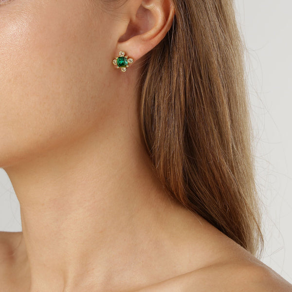 Gigi Gold Earrings - Emerald Green - Dyrberg/Kern NZ