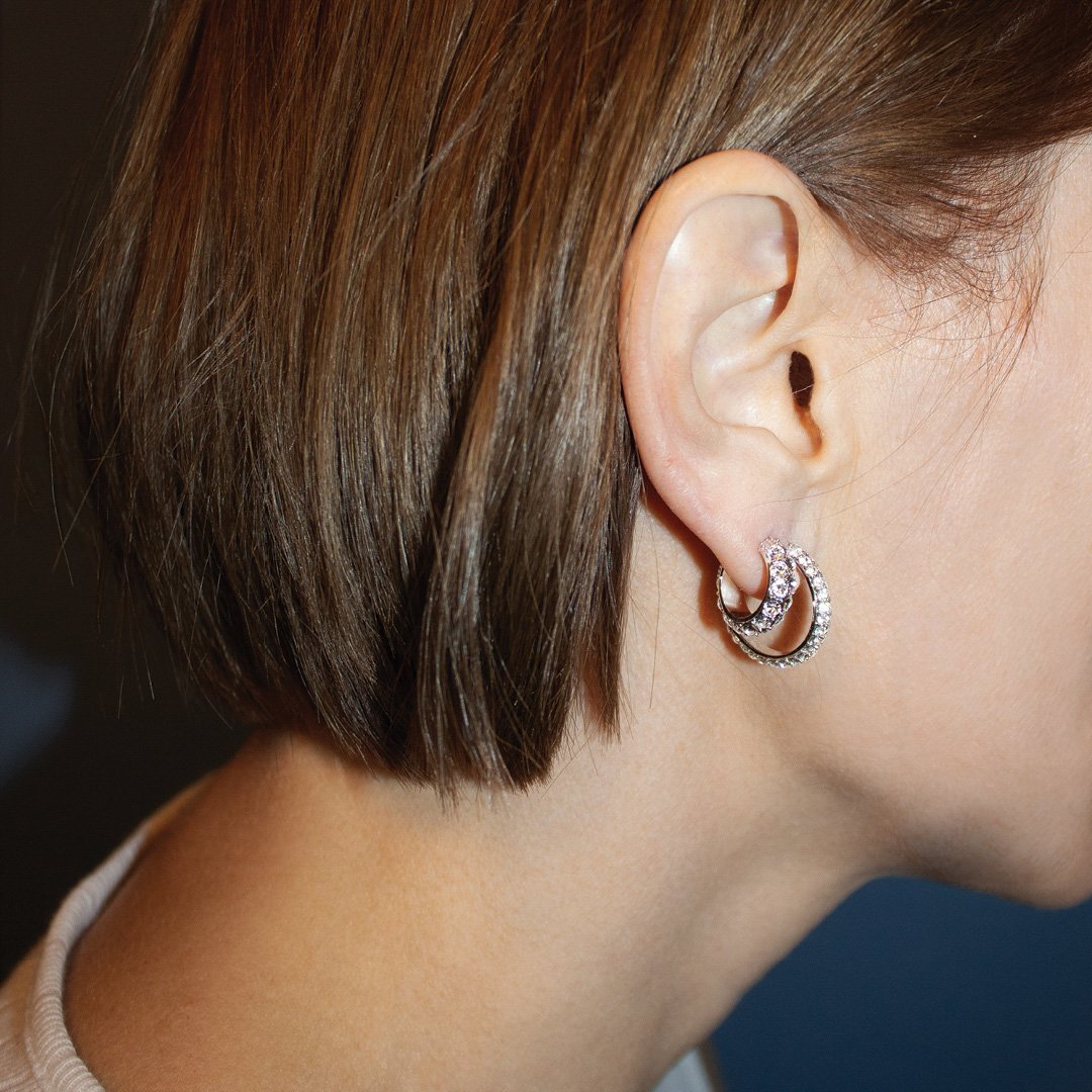 Heidi Shiny Silver Hoop Earrings - Dyrberg/Kern NZ