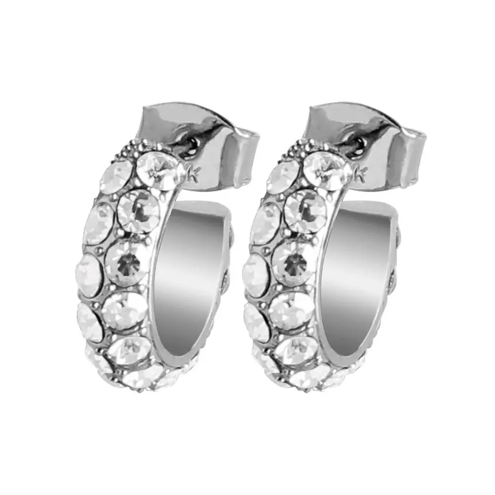 Heidi Shiny Silver Hoop Earrings - Dyrberg/Kern NZ