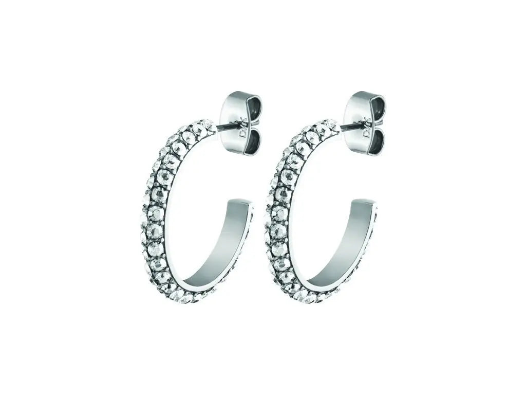 Hosta Shiny Silver Hoop Earrings - Dyrberg/Kern NZ