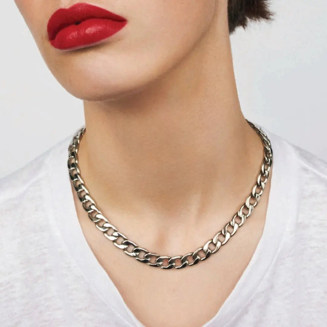 Jeanis Shiny Silver Chain Necklace - Dyrberg/Kern NZ