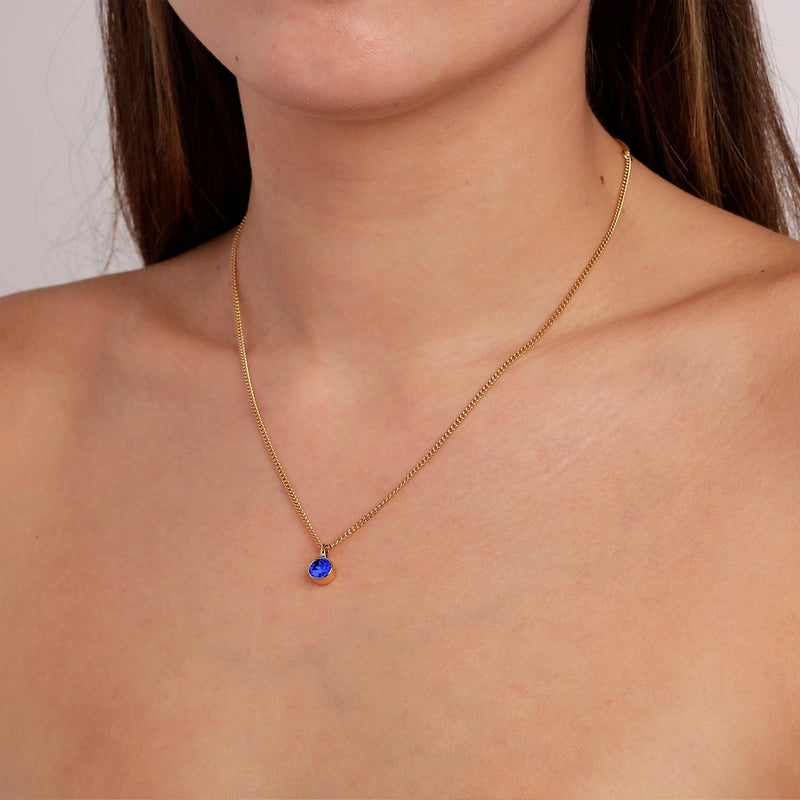 Jemma Gold Necklace - Sapphire Blue - Dyrberg/Kern NZ
