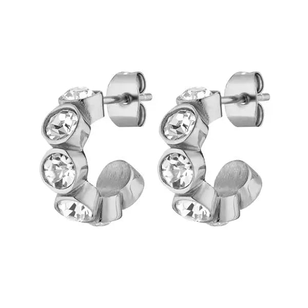 Jenna Shiny Silver Hoop Earrings - Dyrberg/Kern NZ