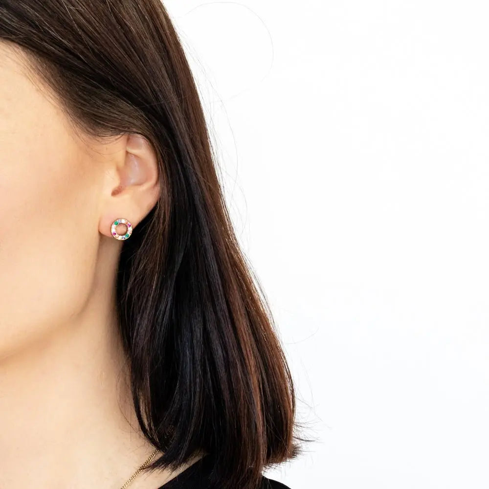 Koro Gold Stud Earrings - Multi - Dyrberg/Kern NZ