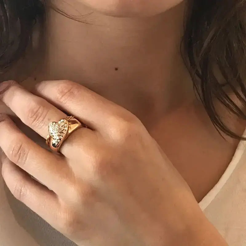 Love Rose Gold Interchangeable Ring Topper - Grey - Dyrberg/Kern NZ