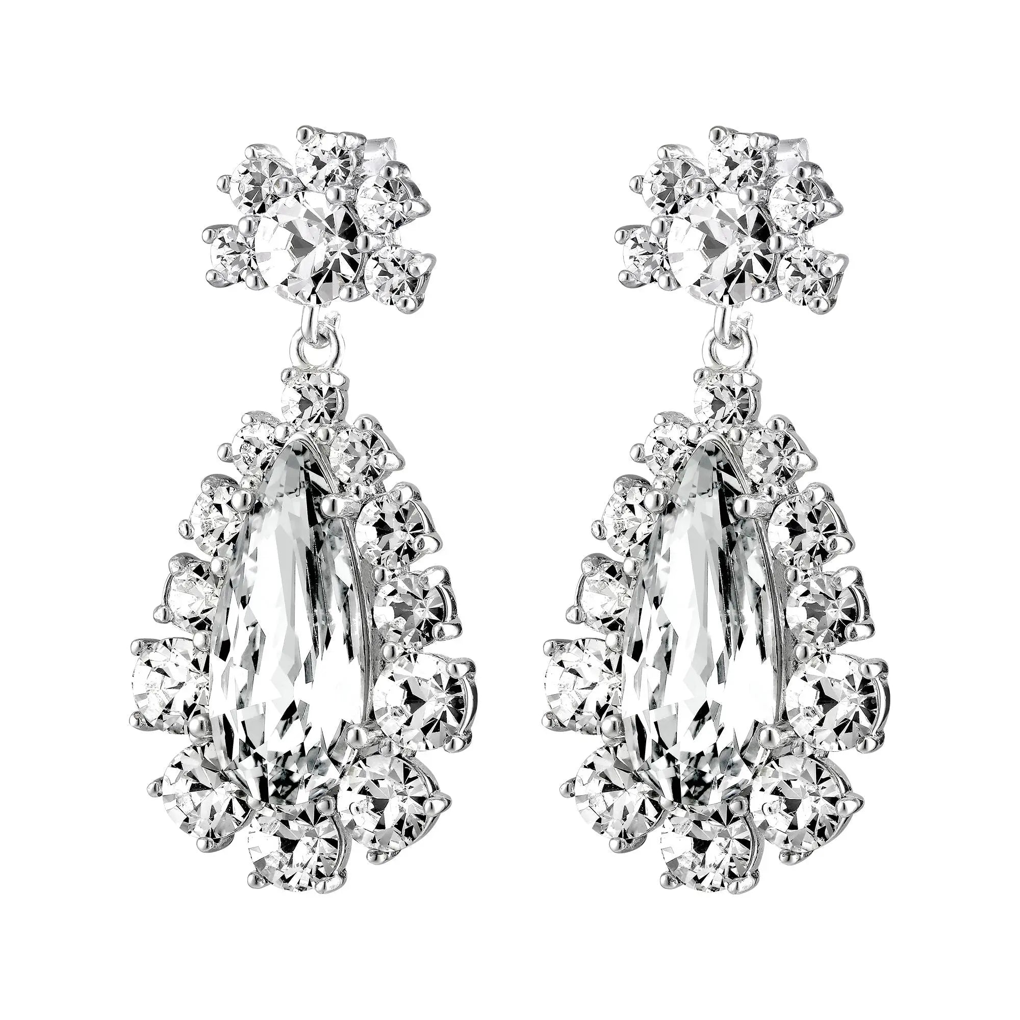 Lucia Shiny Silver Earrings - Crystal - Dyrberg/Kern NZ