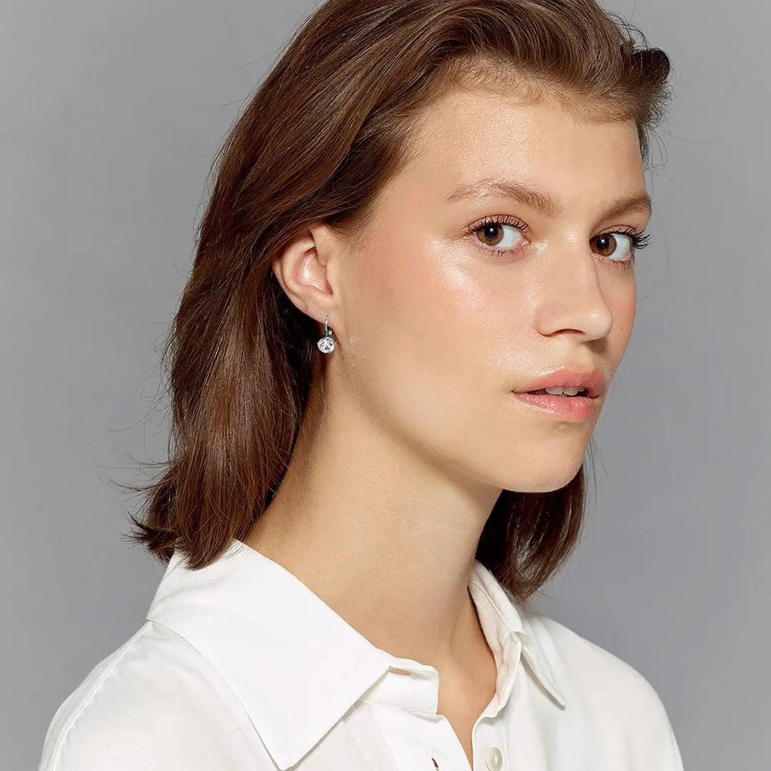 Madu Shiny Silver Earrings - Crystal - Dyrberg/Kern NZ