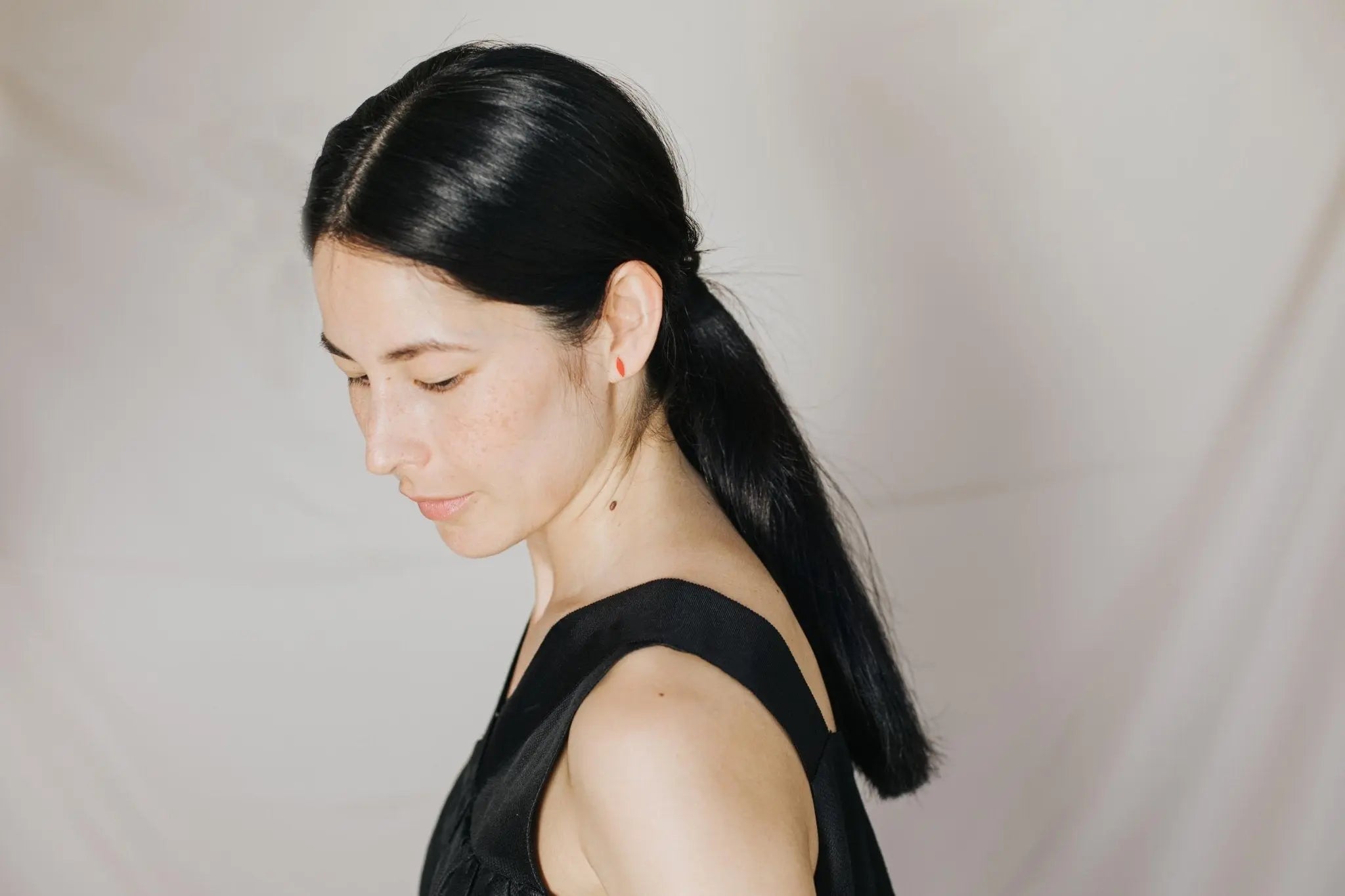 Minima Gold Stud Earrings Red - Dyrberg/Kern NZ