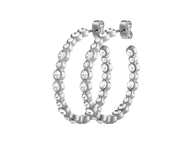 Nandita Shiny Silver Hoop Earrings - Dyrberg/Kern NZ