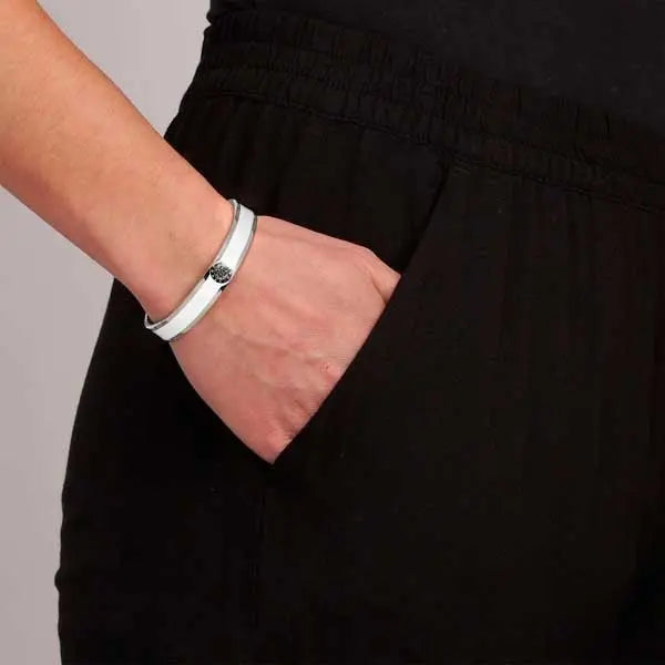 Pennika Shiny Silver Bracelet - White - Dyrberg/Kern NZ