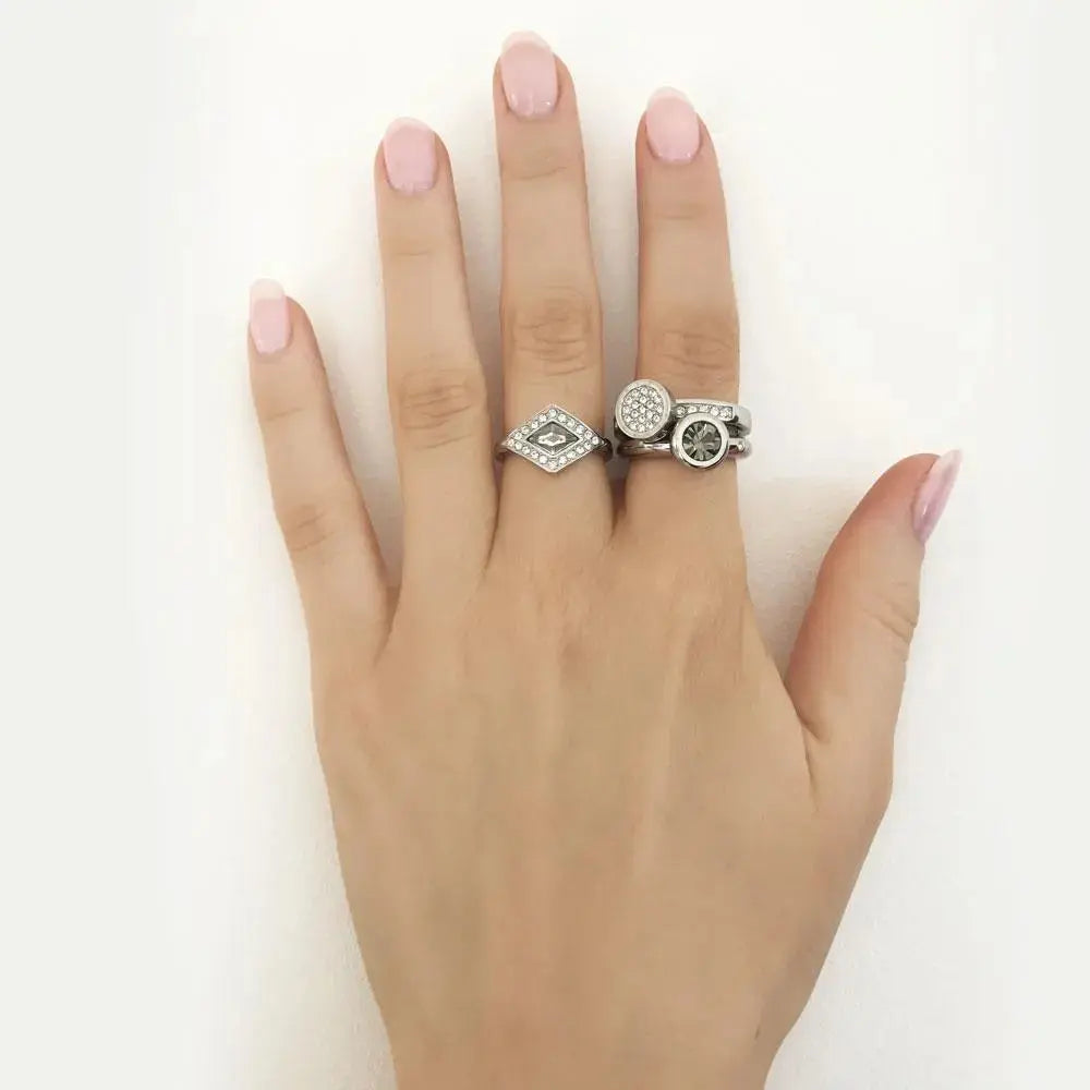 Pure Shiny Silver Interchangeable Ring Topper - Crystal - Dyrberg/Kern NZ