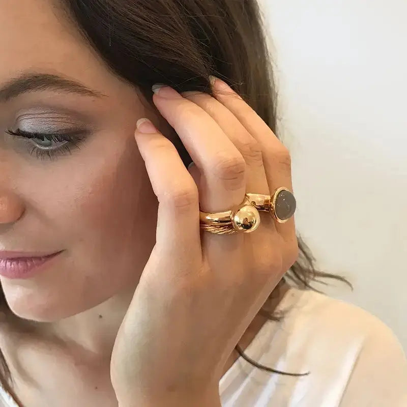 Sence Rose Gold Interchangeable Ring Topper - Grey - Dyrberg/Kern NZ