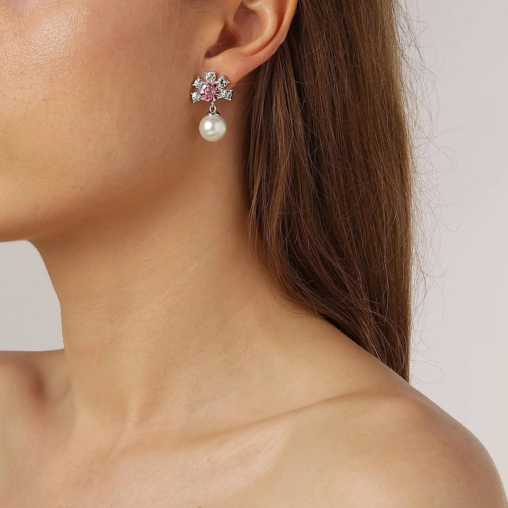 Veronica Shiny Silver Earrings, Rose - Dyrberg/Kern NZ