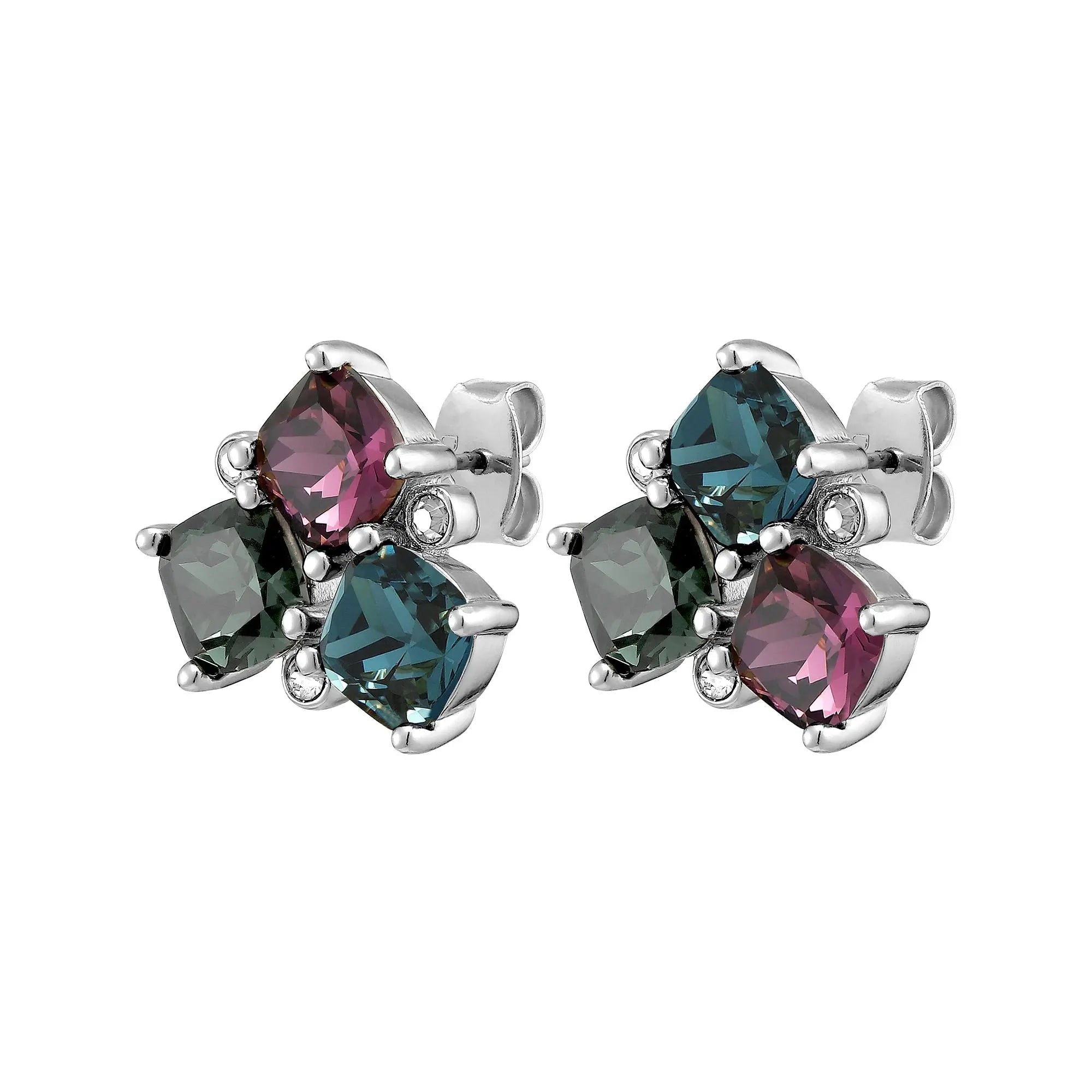 Viena Shiny Silver Earrings - Blue - Dyrberg/Kern NZ