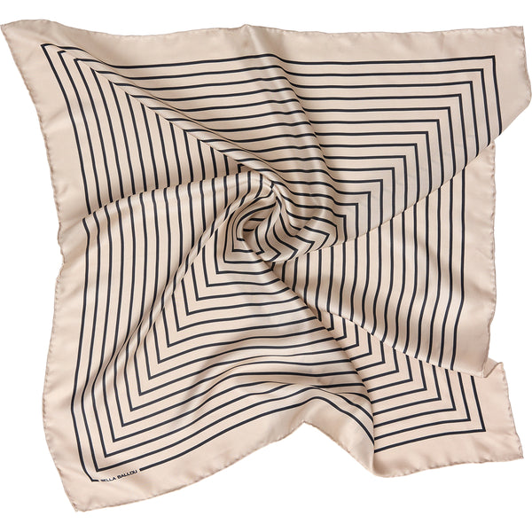 Graphic Stripes Silk Scarf, Creme/ Black