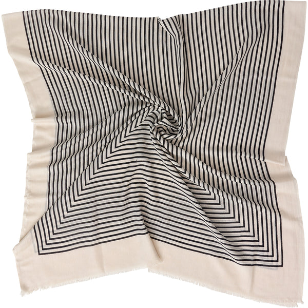 Graphic Stripes Wool & Silk Scarf, Creme/ Black