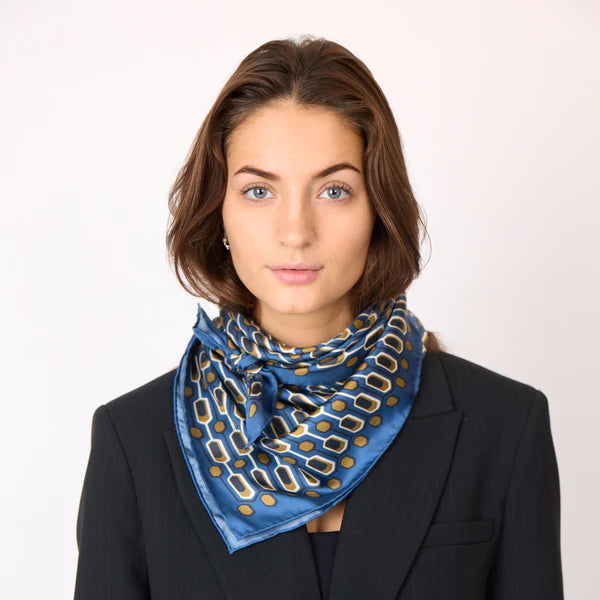 Retro Silk Scarf, Blue