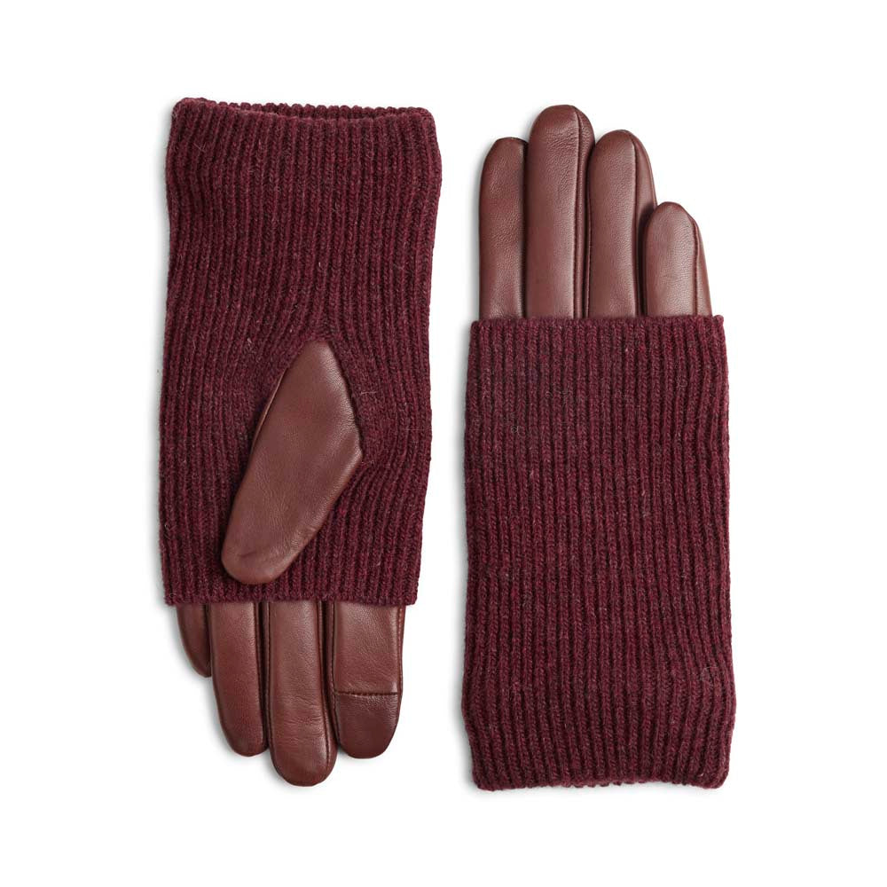 Helly Glove, Cognac with Burgundy Markberg NZ