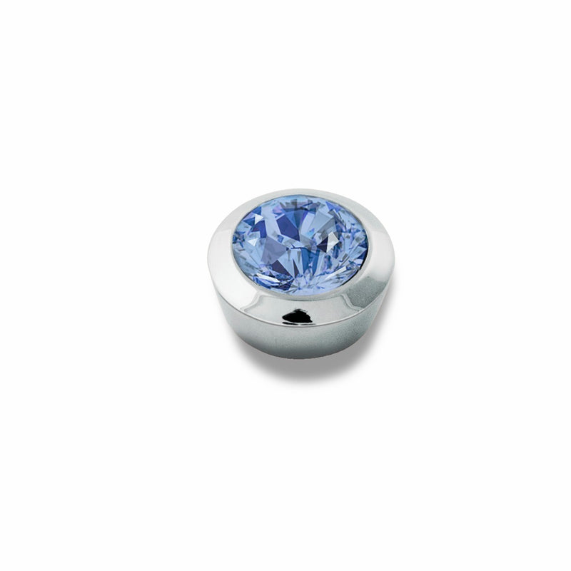 Strength Shiny Silver Interchangeable Ring Topper - Light Blue