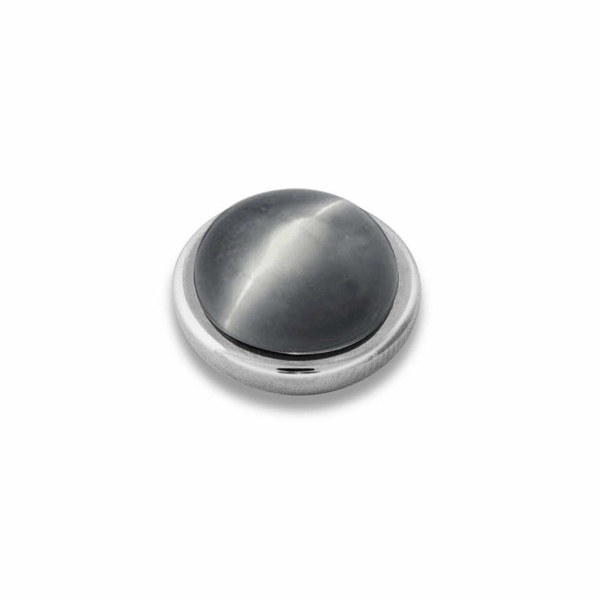 Sence Shiny Silver Interchangeable Ring Topper - Dark Grey