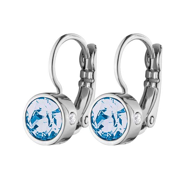 Madu Shiny Silver Earrings - Light Sapphire