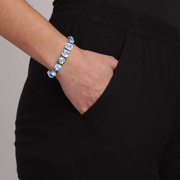 Conian Shiny Silver Tennis Bracelet - Light Blue