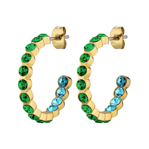 Holly Gold Hoop Earrings - Green