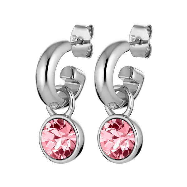 Anna Shiny Silver Earrings - Light Rose