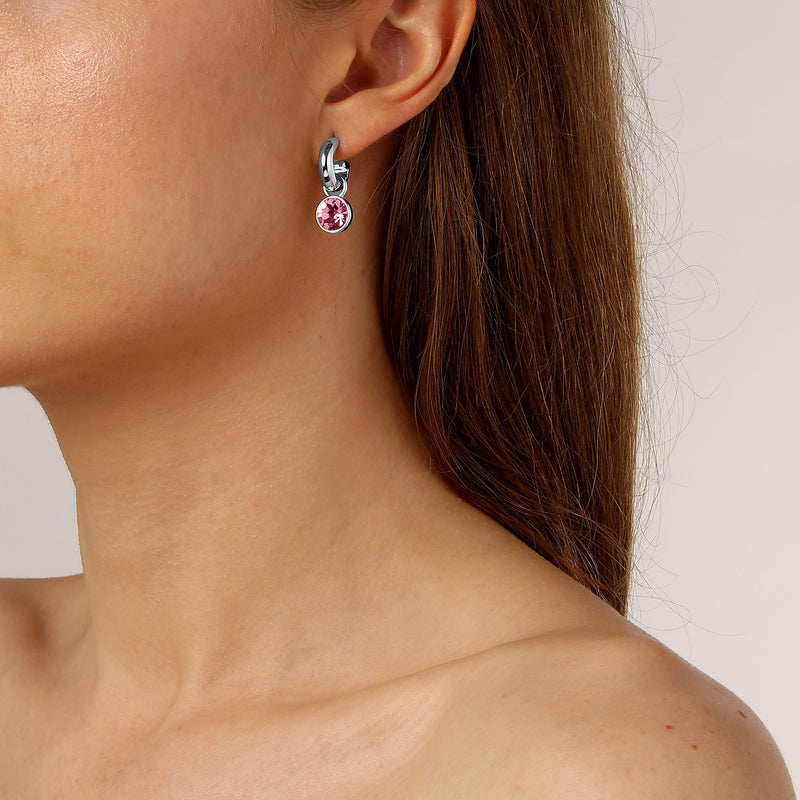 Anna Shiny Silver Earrings - Light Rose