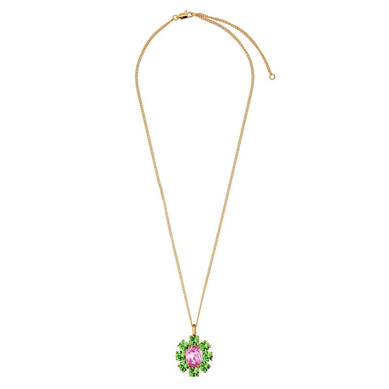 Claudia Gold Necklace - Rose/ Green