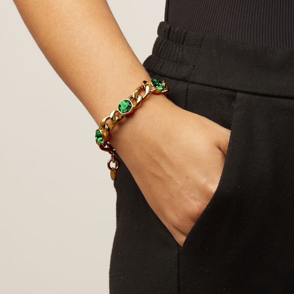 Ariane Gold Bracelet - Emerald Green