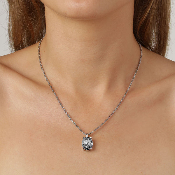 Barga Shiny Silver Necklace - Grey