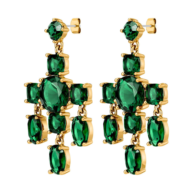 Leonora Gold Earrings - Emerald Green