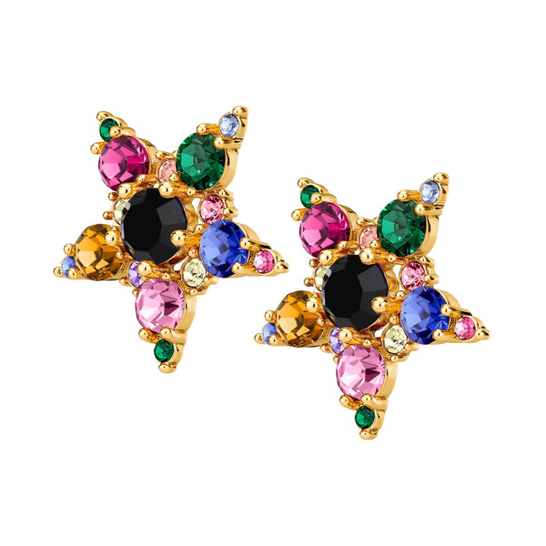 Gemini Gold Earrings - Rainbow