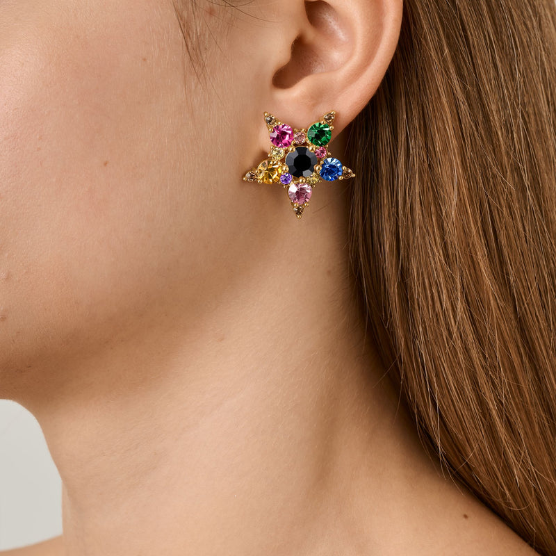 Gemini Gold Earrings - Rainbow