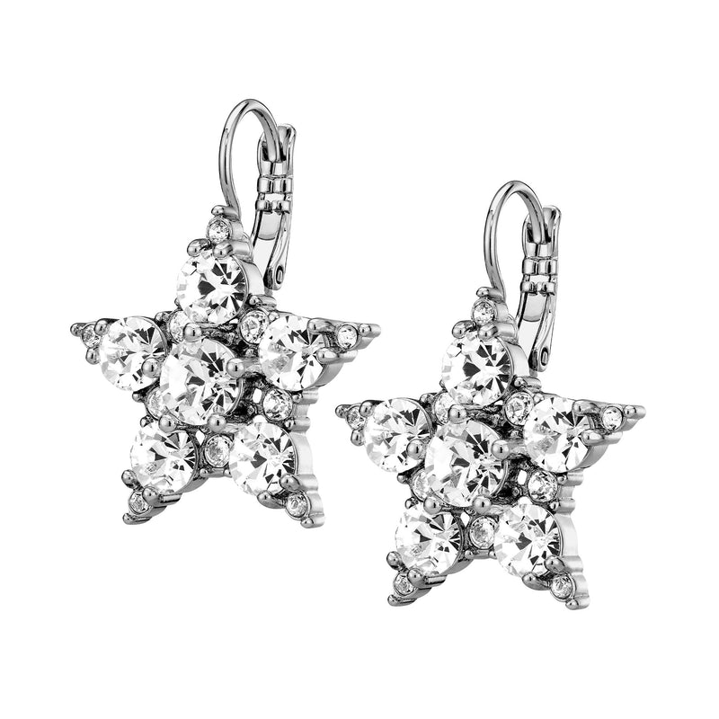 Libra Shiny Silver Earrings - Crystal