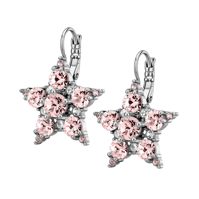 Libra Shiny Silver Earrings - Vintage Rose