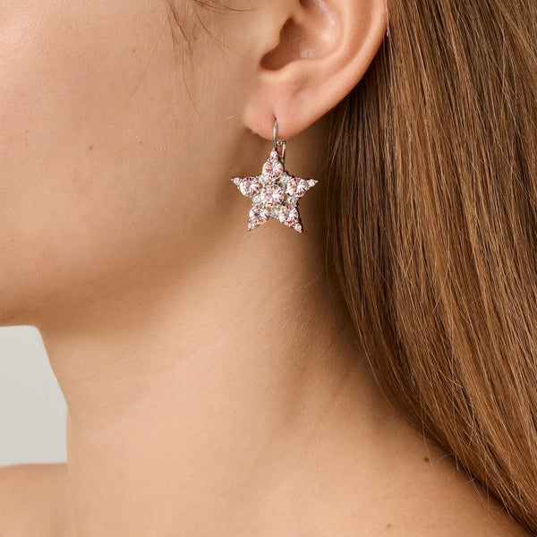 Libra Shiny Silver Earrings - Vintage Rose