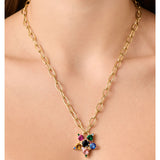 Sagitta Gold Necklace - Rainbow
