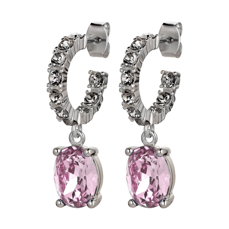 Barbara Shiny Silver Earrings - Rose/Grey