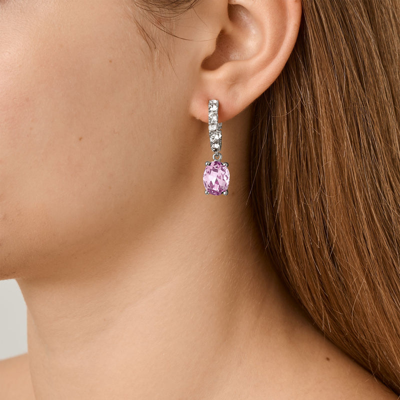 Barbara Shiny Silver Earrings - Rose/Grey