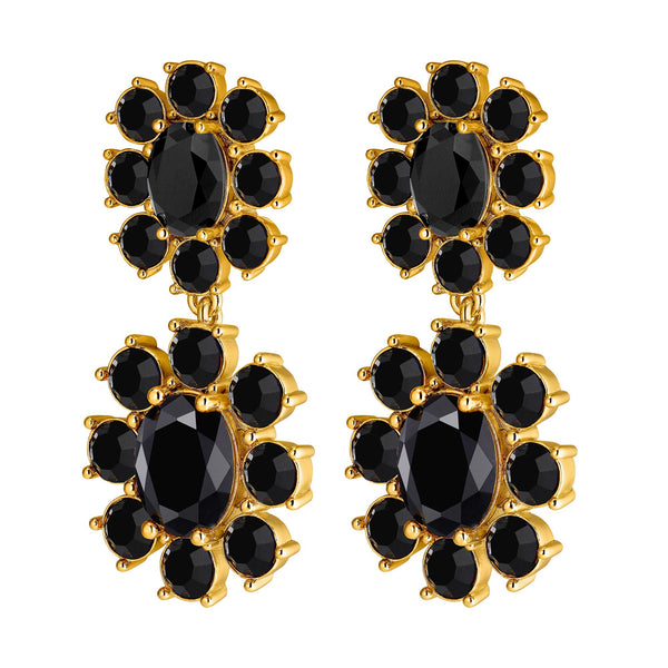 Lina Gold Earrings - Black